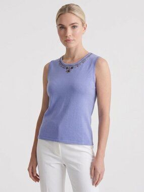 BY DESIGN, LIGHT BLUE TANK TOP, SIZE L